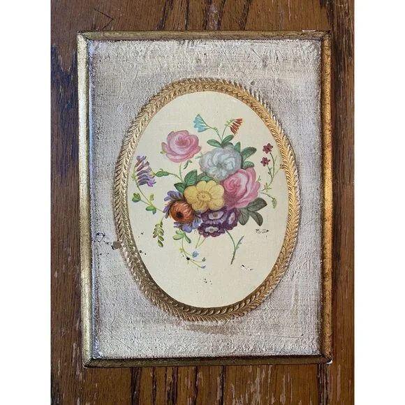 MCM Italian Florentine Gilded Gold Floral Wall Plaque - Picture 1 of 5